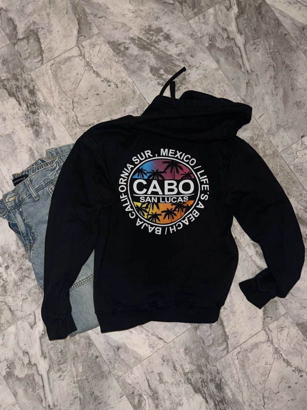 Cabo San Lucas Black Graphic Hoodie